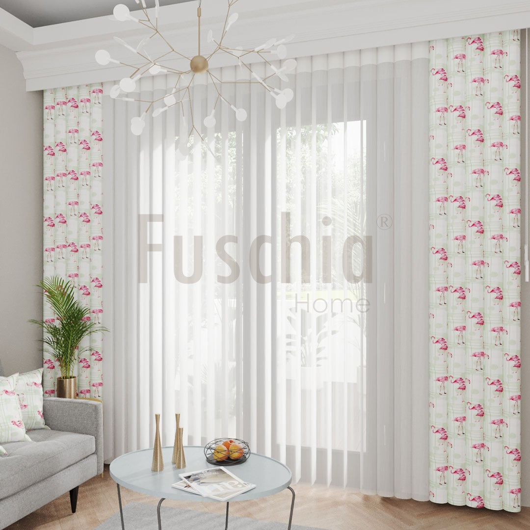 Flamingo Soft  - Baskılı Dikey Tül Perde
