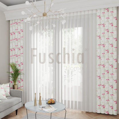 Flamingo Soft  - Baskılı Dikey Tül Perde