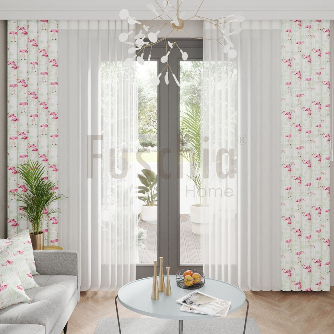 Flamingo Soft  - Baskılı Dikey Tül Perde
