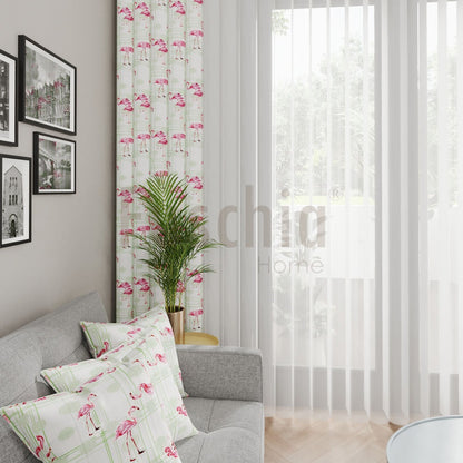 Flamingo Soft  - Baskılı Dikey Tül Perde