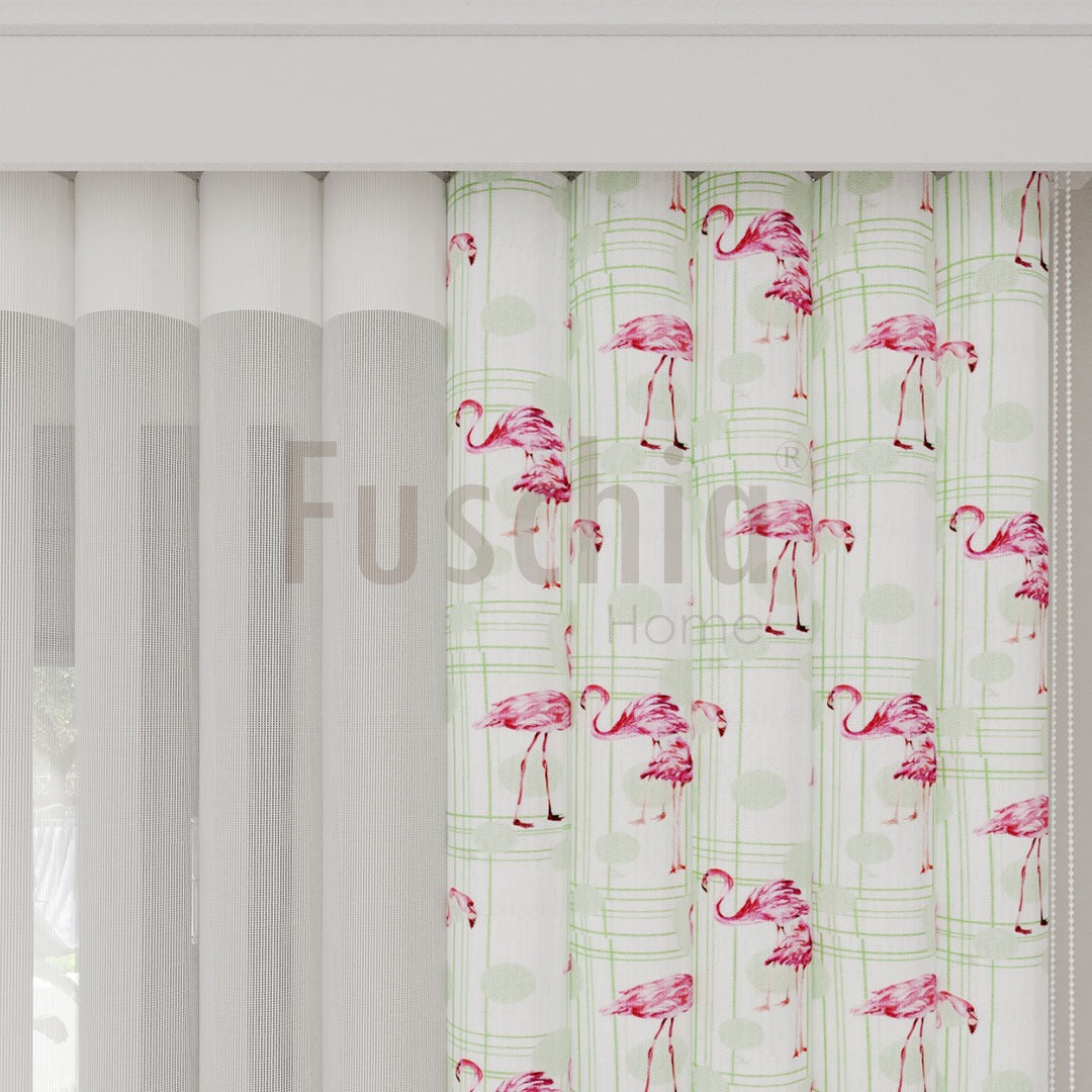 Flamingo Soft  - Baskılı Dikey Tül Perde