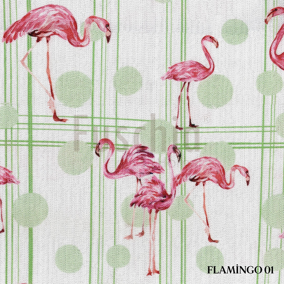 Flamingo Soft  - Baskılı Dikey Tül Perde